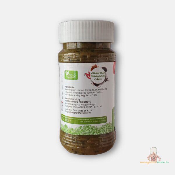 Malnad's Nisarga Green Pepper and Lemon Pickle (300 gms) - Image 2